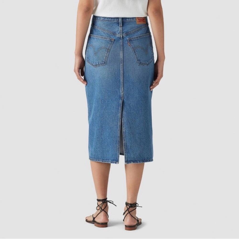 NEW LEVI’S BLUE JEAN DENIM HIGH RISE BACK SLIT PENCIL SKIRT SZ 28